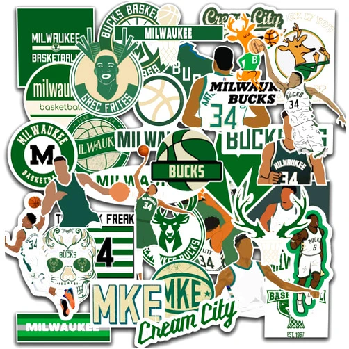 LUMASERIES 35 PCS Set of Milwaukee Decal Bucks Stickers Pack Milwaukee Vinyl Bucks 2-2.5 inches