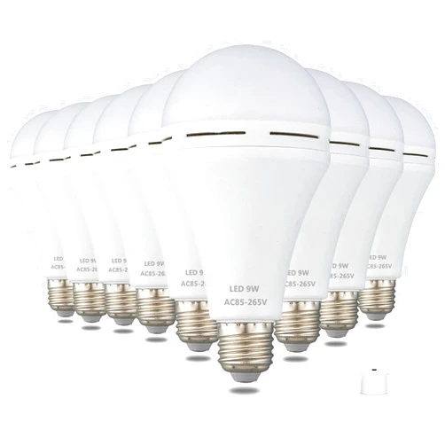 Furoching A19 Rechargeable Emergency LED Bulb, 9W 60W Equivalent Battery Backup Emergency Light with Switch Hook, E26 6000K for Home Power Outage Outdoor Activity Camping Hurricane,9-Pack