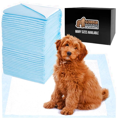 Gorilla Grip Gorilla Guard Disposable Puppy Pads, 100 Count 22x22 in, 5 Layer Pee Pads for Dogs, Absorbent Diaper Changing Pad, Dog Potty Training Supplies, Quick Dry Pet Housebreaking Essentials for Puppies