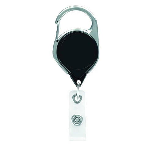 ZipToMeNow Retractable Carabiner Badge Reel with Belt Clip - Heavy Duty Retractable ID Card Holder Reel for Multipurpose – Carabiner Key Chain - Badge Reel ID Badge Holder with Metal Belt Clip (Black)