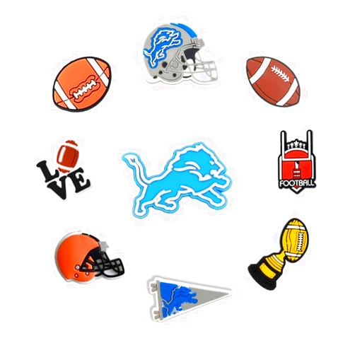 VEMMIO 10PC Shoe Charms for crocs clogs Decoration, Team Charms for Lions sports fans