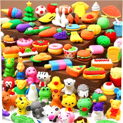 UMIKU 100 Pack Animal Pencil Erasers 3D Desk Pet for Kids Mini Puzzle Take Apart Eraser Student Classroom Prizes Rewards Easter Egg Fillers Treasure Box Back to School Supplies Kid Party Favors Gift