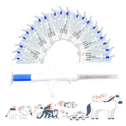 WEEGEEKS Universal Pet Microchip, 134.2kHz ISO11784/5 FDX-B Pet ID Tags, 15 Bit RFID Microchip Implant Kit for The Management and Tracking of Animals (20PCS 1.4*8MM)