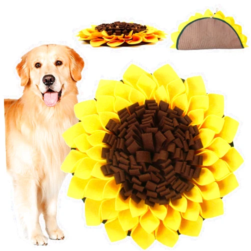 Pets on Safari Snuffle Mat for Dogs, Pets on Safari Pet Sniffing Pad for Slow Feeding, Puppy Cat Interactive Puzzle Toys for Smell Training, Indoor Foraging Mat for Stress Relief, Yellow (S)