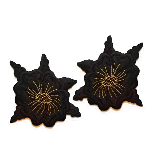 NiPitShop Beautiful flowers Patch Nipitshop Patches Black Jasmine Flowers with Green Leaves Embroidery Lace Flower Fabric Applique Sew on Patches Embroidered Patch DIY for Clothings Jeans Skirt Vests Scarf Hat Backpacks