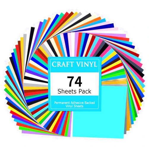 Lya Vinyl 74 Pack Permanent Vinyl for Cricut - Self Adhesive Vinyl with 2 Transfer Paper for Decor Sticker, Party Decoration - 40 Color Vinyl for Cricut & Cameo