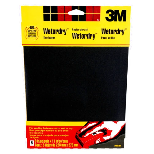 3M Safety 3M Wetordry Sandpaper, 9 in. x 11 in., 400 Grit, 5 Sheets, for Sanding Between Coats of Varnish, Lacquer, Paint & Other finishes, Waterproof Paper,Sanding Paper (9085NA)