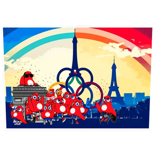 Wimaha 2024 Olympics Decorations Banner Backdrop, 6x3.6 Ft Mascots Games International Sports Theme Poster Sport Hanging Party Supplie Wall Decor Bulletin Board for Indoor Outdoor Fence Celebration
