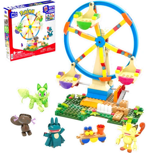Mega Pokémon Building Toys Set Ferris Wheel Fun with 393 Pieces, 4 Poseable Characters, 5+ Inches Tall, for Kids