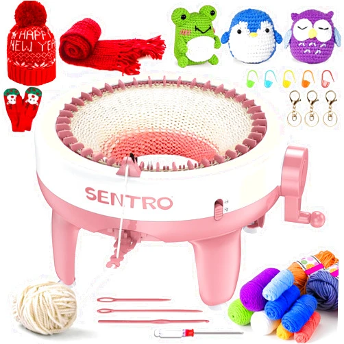 FLYOUTH [2024 Upgraded] Sentro Knitting Machine 40 Needles, Perfect Knitting & Crochet Kit for Beginners, Smart Knitting Loom Supplies, Christmas Gifts for Kids & Adults, Cute Animal Crochet Kit As Bonus