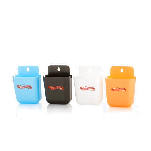RUSHIL WERE Wall Holder with Mobile Charging Point | Stationary Storage |Bathroom accessories | Remote Holder | Makeup Brush Holder | NO Drilling only Stick on Smooth Surface | 4 Piece Set