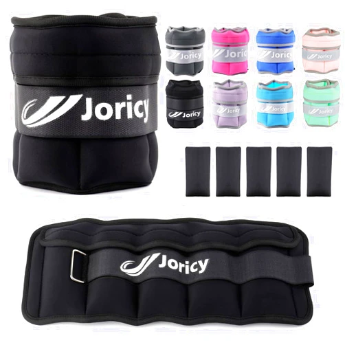 JORICY Adjustable Ankle Weights for Women Men Kids, 1–3lbs Pair Leg/Wrist/Arm Weight Straps with Removable Weight for Yoga, Walking, Running, Aerobics, Gymnastics, Physical Therapy, Black