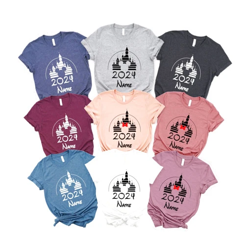 Handmade Custom Family Matching Shirts, 2024 Family Vacation Shirts, Personalized Matching Shirts, 2024 Trip Shirts, Mickey And Minnie Head Shirts