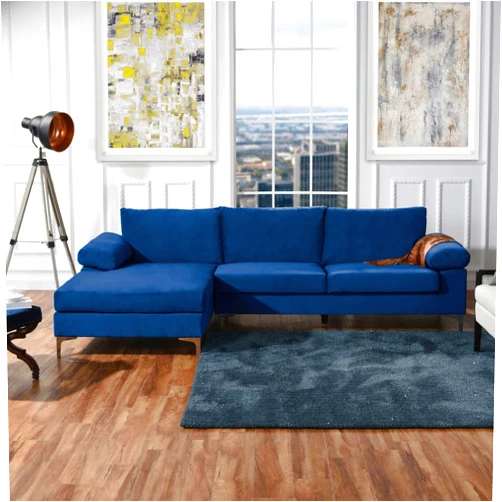 Casa Andrea Milano Modern Large Velvet L-Shape Sectional Sofa, with Extra Wide Chaise Lounge Couch
