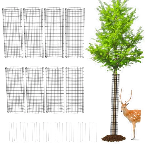 FELISTORY 8 Pack Tree Trunk Protector Guards, Tree Trunk Protector from Animals, Tree Trunk Wire Mesh with Zip Ties & Stakes, Sapling Tree Protector, Expandable Tree Guards from Squirrels, Rabbits, Deer