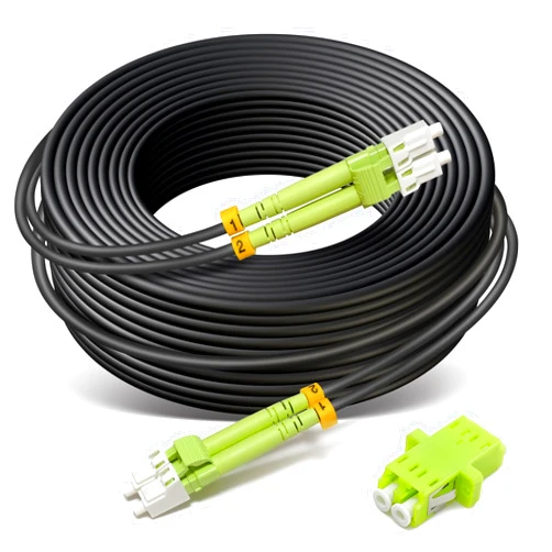 YUTIANHOME 30ft/10m OD-5mm Industrial TPU OM5 Fiber LC to LC Outdoor Armored Fiber Patch Cable, 40Gb 100Gb Duplex Multimode Wideband Fiber Optic Cable, 50/125, Direct Bury MMF LC-LC