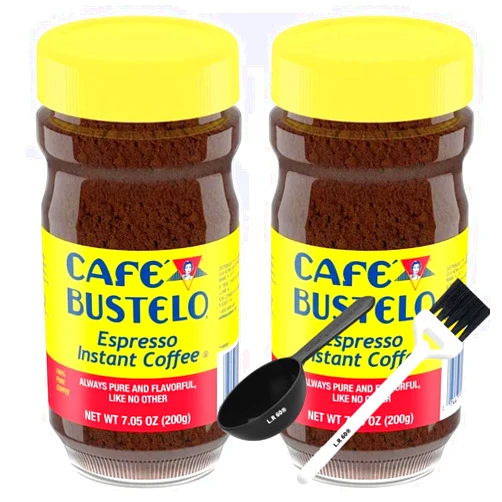 Generic 2 pack of Cafe Bustelo®' Instant Coffee - Bold and Rich Espresso Flavor, 100% Arabica Beans, 7.05 oz Jar BONUS (1) Coffee Powder Spoon