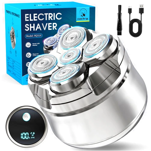 Luctry Head Shavers for Bald Men, Magnetic Electric Razor Hair Trimmer for Men Cordless Rechargeable Electric Shavers for Men 100% Waterproof Dry & Wet Grooming Kit with Led Display Head Shavers