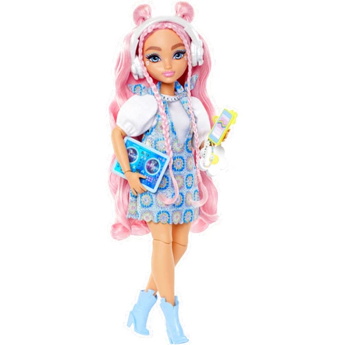 Barbie Dream Besties Doll and Accessories, Daisy Jean Posable Fashion Doll with Removable Fashions & Wavy Pink Hair, 9 DJ & Music Themed Pieces