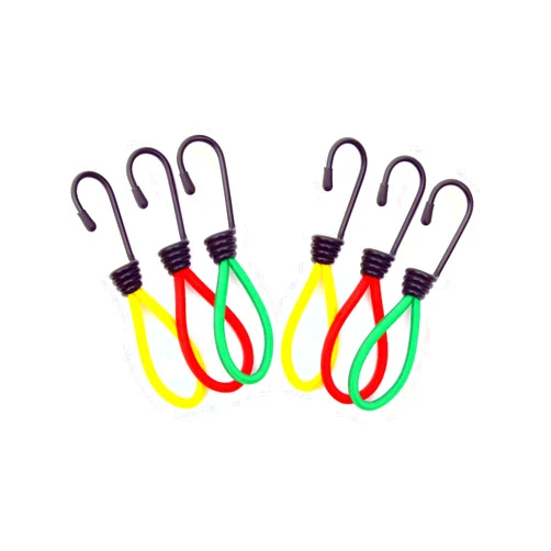 CAISGATO Bungee Cords with Hooks, 6 PCS Short Elastic Bungee Cords Rope with Spiral Hook, Heavy Duty Rubber Bungee Strapping Tape for Tarps, Tents, Wire Racks, Camping