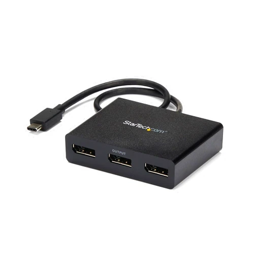 StarTech.com 3-Port USB-C Multi-Monitor Adapter, USB Type-C to 3x DisplayPort 1.2 MST Hub, Triple 1080p 30Hz DP Laptop Display Extender / Splitter, Extra-Long Built-In Cable, Windows (MSTCDP123DP)