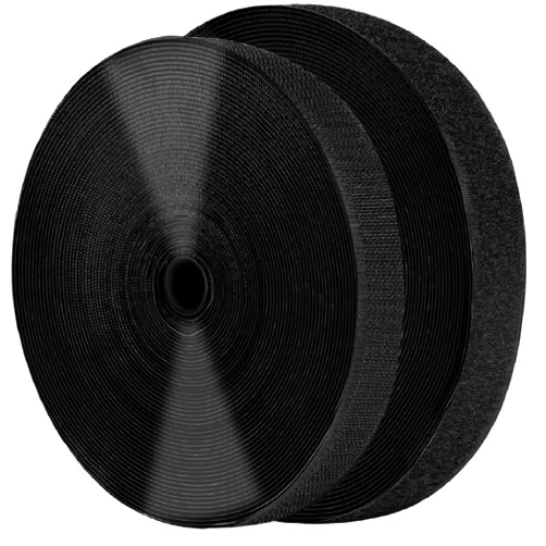 Nurkul 1 Inch x 82 Feet Black Self Adhesive Hook and Loop Tape Sticky Back Roll, Nylon Heavy Duty Loop Strips with Adhesive, Multi-Function Hook Loop Tape for Crafting & Wall Hanging - Black