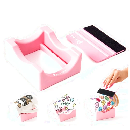 Beryzol Silicone Cup Cradle, Cup Cradle for Tumblers Use to Apply UV DTF Decal/Apply Vinyl Decals - Keep Mugs in Place with Felt Squeegee