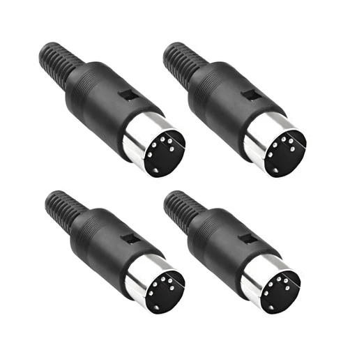 MEIRIYFA DIN 5-Pin Male Plug Connector, 4 Pack DIN 5 Pin Plug MIDI Cable Adapter Socket Solder Terminals Connector for Microphone Amplifiers