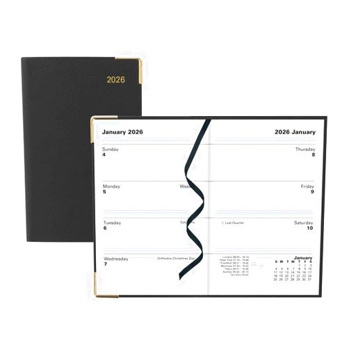 Letts of London® 2026 Classic Weekly Planner, 12 Months, January to December, Gold Corners, Pocket Size, 4.25