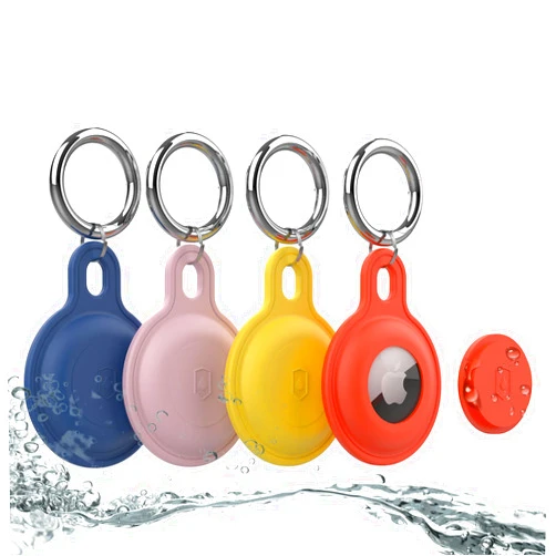 Bonsture 4 Pack Waterproof Airtag Holder, Silicone Airtag Case Apple Air Tag Case with Keychain, Shockproof & Dustproof Airtag Holders for Pet Tracking, Bags, Kids, Keys, Luggage (4-E)