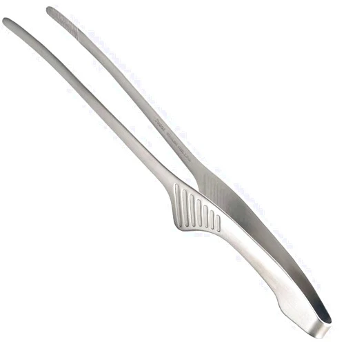 TIKUSAN Todai Culinary Tweezer Tongs Stainless Steel Kitchen Chopstick Tong for Barbeque BBQ Yakiniku Grill 9.4 Inch Made in Japan Silver