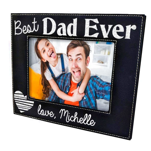 Picture-Frames-by-StockingFactory Best Dad Ever Personalized Picture Frame Engraved (Silver or Gold) Mens Daddy and Me Papa Pop Father Baby Shower Photo Gift