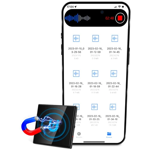 YVOER 3072Kbps Magnetic Voice Recorder,Audio Recorder with AI-Triple Intelligent Noise Cancellation,64GB Recording Device with 4000Hours Store, Voice Activated Recorder for Lectures, Meetings, Intervie…