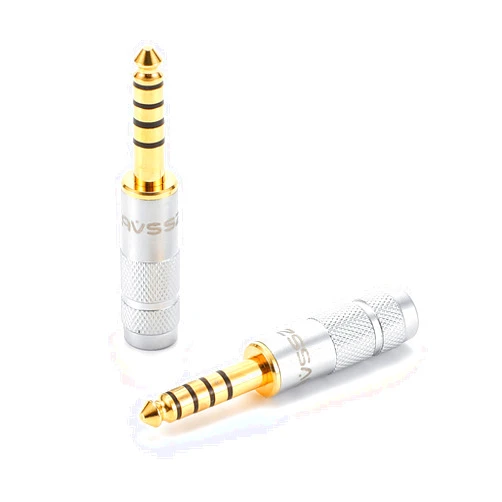 AVSSZ High-end Jack 3.5mm Stereo Headphone Audio Extension Cable Plug Black Silver Color 3 4 5 Poles, 4.4mm Balanced Plug (5, Silver AF4.4-WG 5-Pole)
