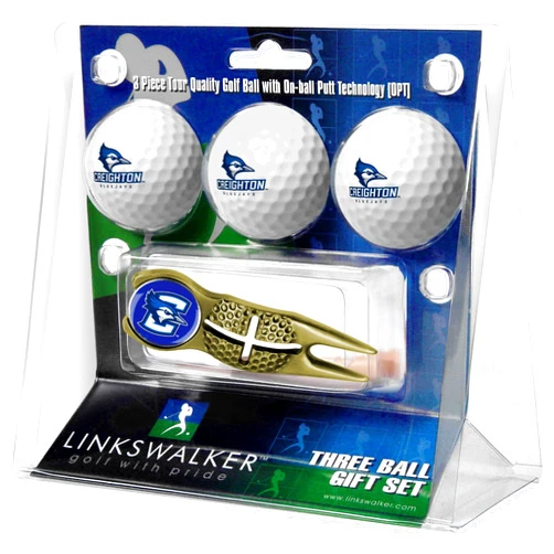 LinksWalker Gold Crosshair Divot Tool 3 Golf Ball Gift Pack