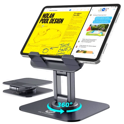 OCYCLONE for iPad Stand 360 Rotating, Adjustable Tablet Stand for Desk, Portable Monitor Tablet Stand Holder Office Accessories Compatible with Kindle 4