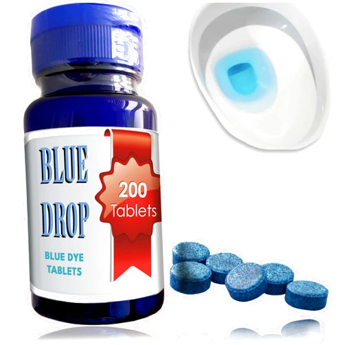 New Resources Group Blue Drop Dye Tabs 200 pc Toilet Dissovable Bluing Tablets Prevent Testing Tampering in EZ Pour Bottle