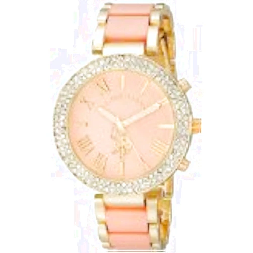 U.S. Polo Assn. Women's USC40063 Gold-Tone and Pink Bracelet Watch