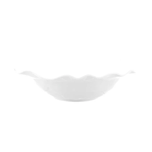 UPware White Ruffle Melamine Serving Bowl, Large Mixing BPA-Free Food Bowl for Charcuterie, Food, Fruit, and Salad, 14 x 14 Inch