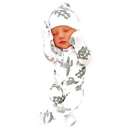 SZZY Unisex Baby Footed 𝐒leeper Newborn Girls Boys Floral Pleats Button 𝐏ajamas Romper with Hat 2pcs (White, 0-3 Months)