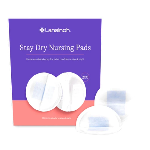 Lansinoh Stay Dry Disposable Nursing Pads, Soft and Super Absorbent Breast Pads, Breastfeeding Essentials for Moms, 200 Count
