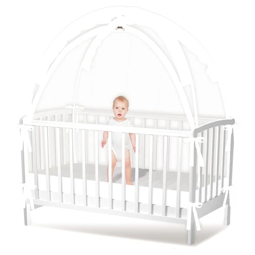 Zkaitoy Crib Tent - Crib Net to Keep Baby in, Stop Baby from Climbing Out of Crib, Pop Up Baby Crib Tent with Double Zip Strong Rods and Breathable Net Clear Visibility Easy to Install (White, Large)