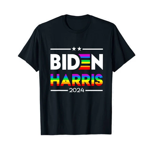 Biden Harris 2024 Rainbow Flag Gay Pride LGBT Democrat T-Shirt