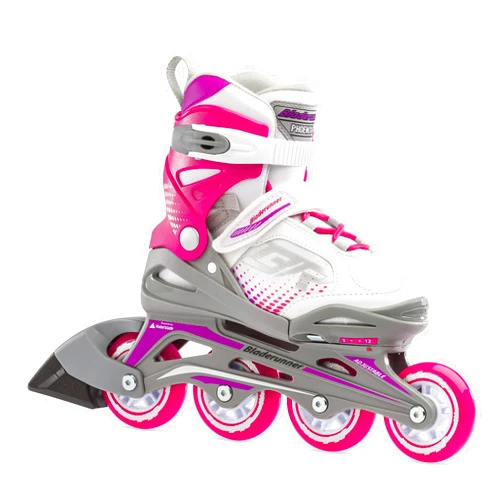 Rollerblade Bladerunner by Rollerblade Phoenix Girls Adjustable Fitness Inline Skate, White and Fuchsia, Junior, Value Performance Inline Skates, Youth Junior 1 to 4