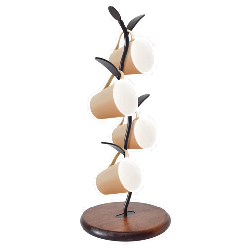 CUKE2BEET Mug Tree Stand, Countertop Coffee Mug Holder Tree Coffee Mug Rack Tea Cup Organizer with Wooden Base for Coffee Counter Bar and Kitchen