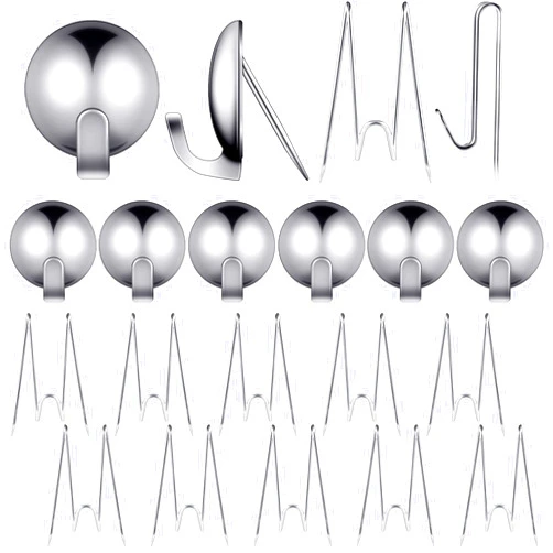 LEIFIDE 20 Pieces Metal Cubicle Hooks Fabric Panel Wall Wire Hooks Set Cubicle Clips Cubicle Pins Cubicle Wall Clips for Office Kitchen Home Shelf Picture Key Hanging Accessories (Silver)