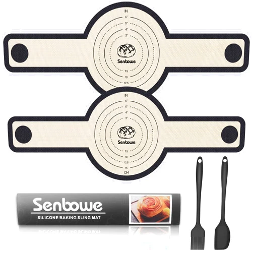 Senbowe 2 PCS Silicone Bread Sling for Dutch Oven, Non-Stick & Easy to Clean Reusable Silicone Bread Baking Mat Sheet Liner with Extra Long Handles, Easy to Transfer Sourdough Bread Baking Supplies