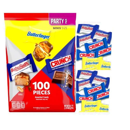 Generic Buterfinger~Crunch's and BabyRuth's Assorted Minis Chocolate Candy Bars, 100 Pack, 35.7 oz