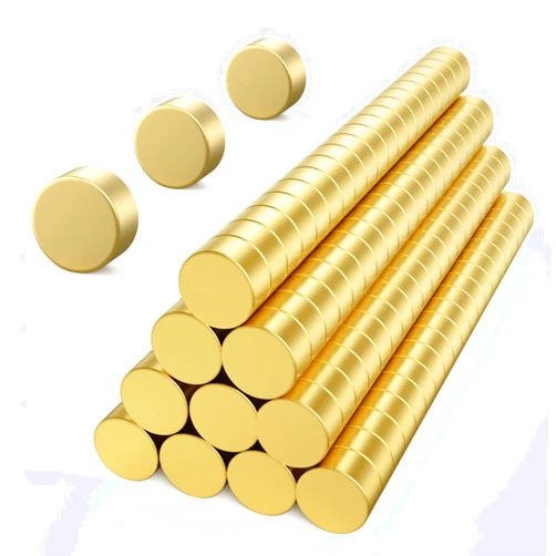 GBYMIUY 200PCS Gold Refrigerator Magnets, 4×2MM Small Round Rare Earth Neodymium Magnets, Fridge Magnets, Office Magnets, Whiteboard Magnets, Durable Mini Magnets