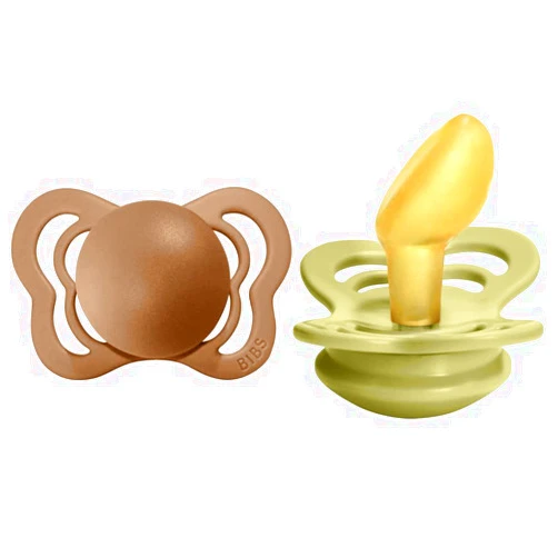 BIBS Pacifiers - Couture Collection | BPA-Free Baby Pacifier | Made in Denmark | Set of 2 Earth/Meadow Color Premium Soothers | Size 6-18 Months